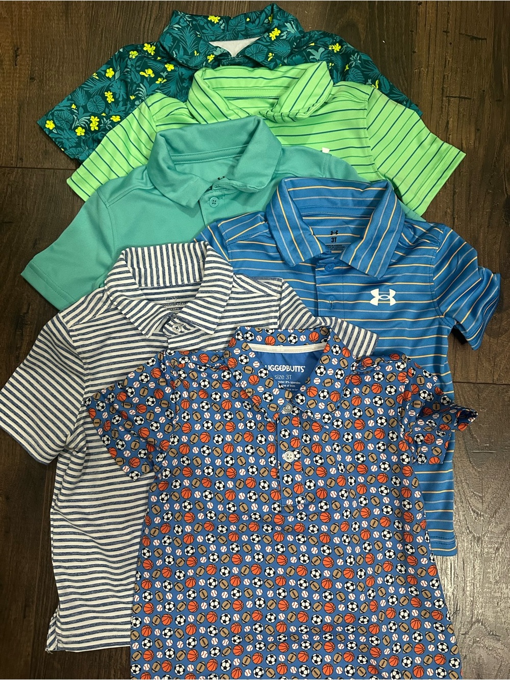 Under Armour Blue Striped Polo and Mixed Boys Polo Pack